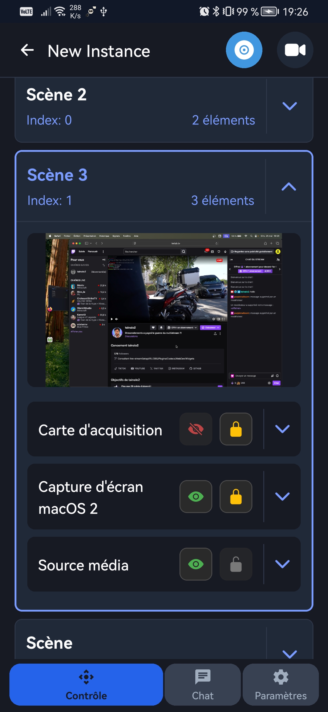 Interface de contrôle OBS StreamRemote